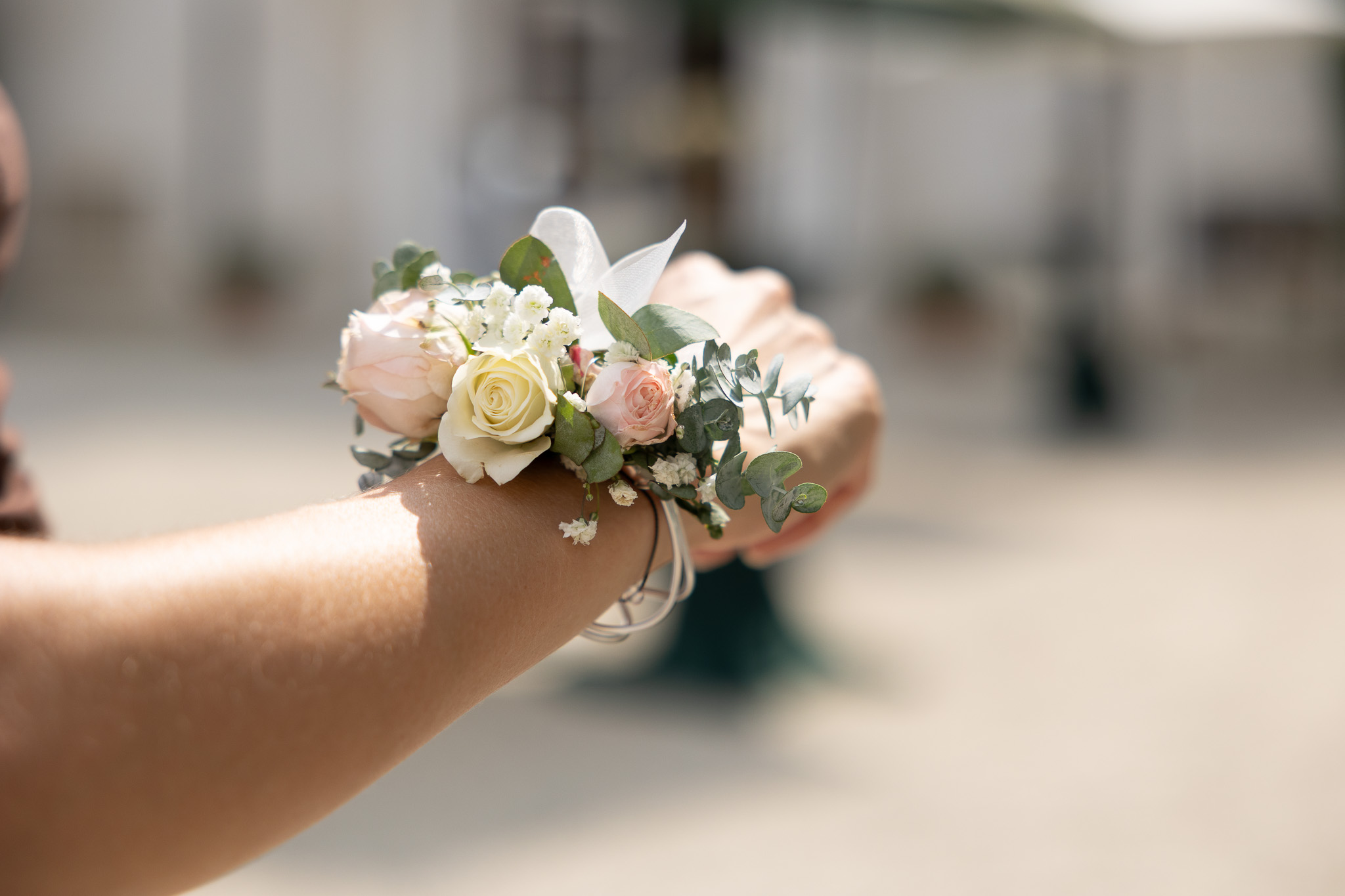 Blumenarmband der Braut, Detailfoto